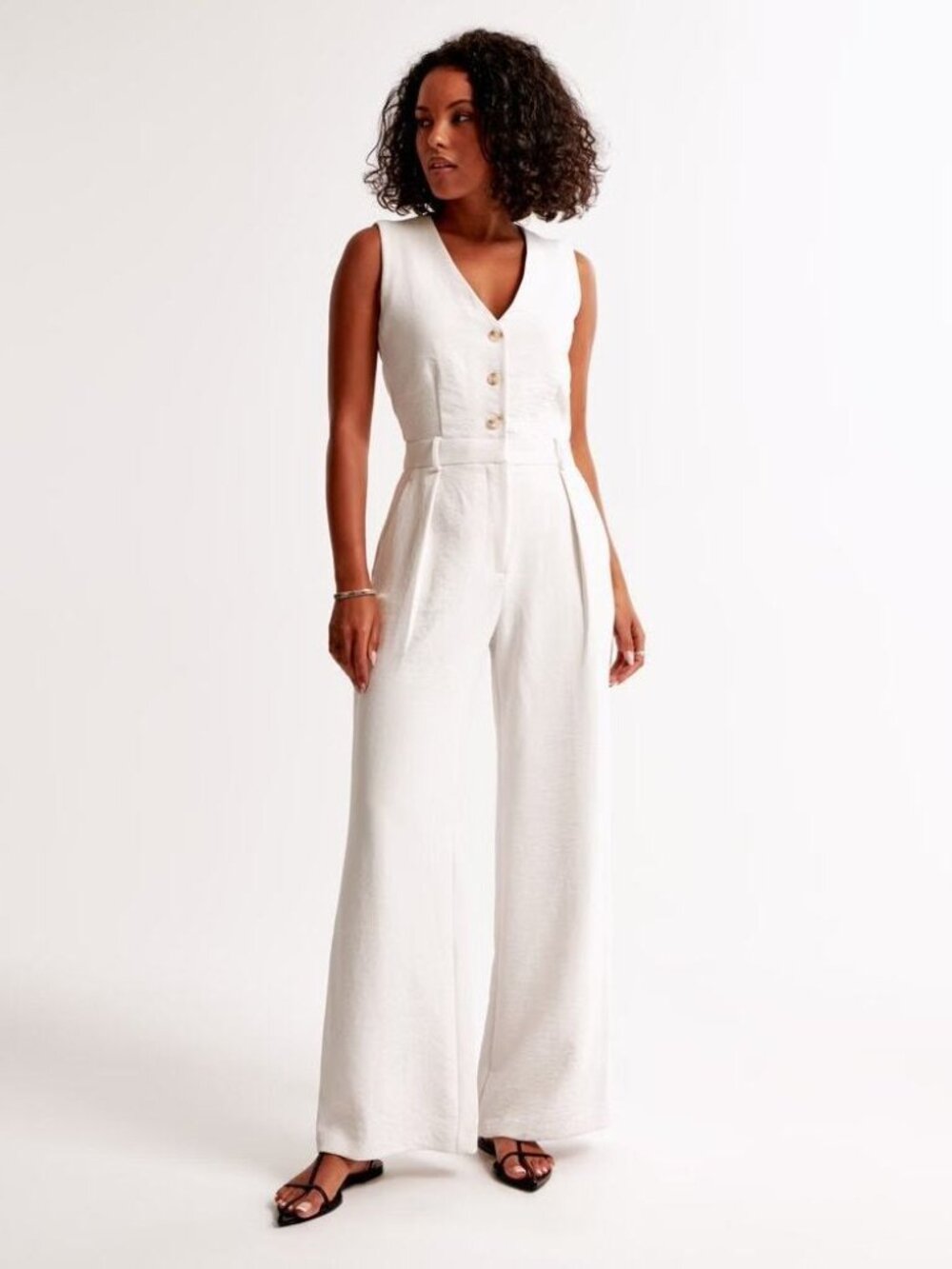 Abercrombie & Fitch The A&F Mara Vest Jumpsuit Cream Size XXSP